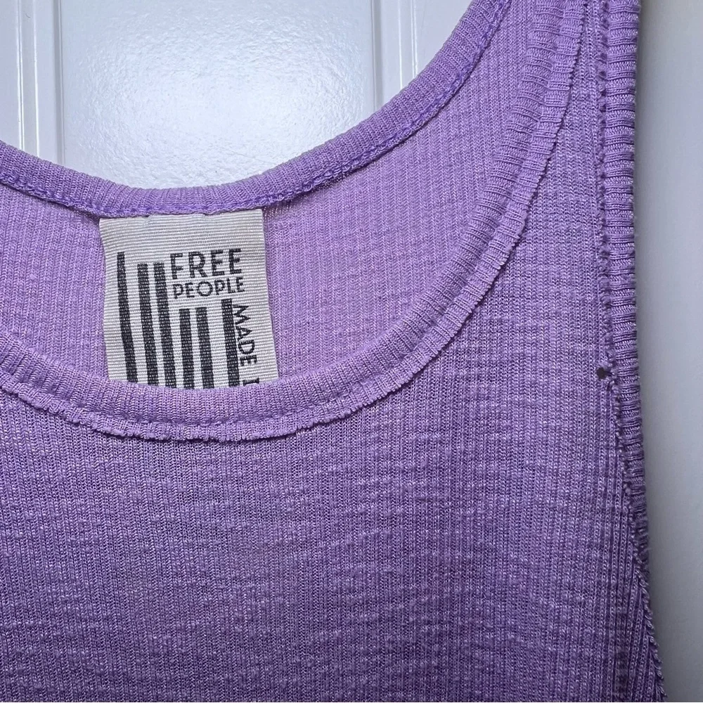 Free People Womens Ribbed Lavender Racerback Tank Top Size M FLAW